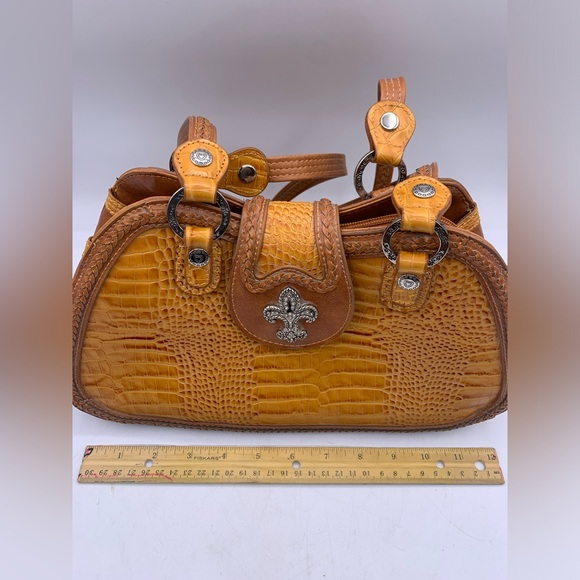 Marc Chantal M C Leather Croc Saddlebag Style Purse - Picture 12 of 15